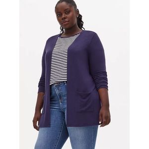 NWT Torrid Navy Hacci Open Front Cardigan